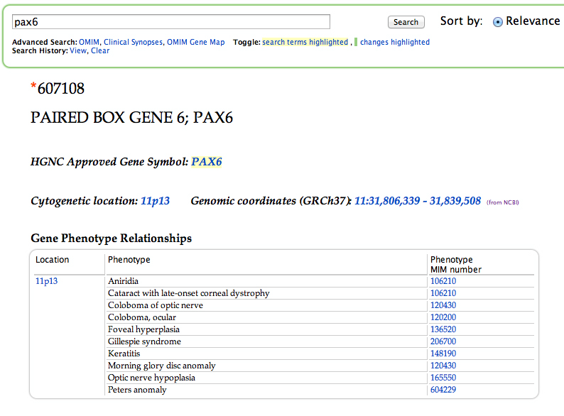 PAX6 OMIM